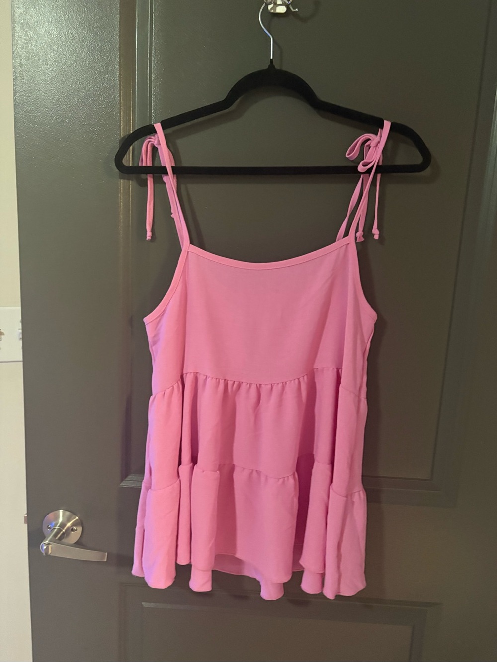 Pink Tie-Strap Tiered Tunic Top - Women